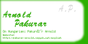 arnold pakurar business card